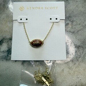 Kendra Scott Gold Football Pendant Necklace Brown Glitter Enamel